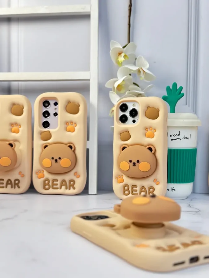 582a00 قاب Bear سیلیکونی استند شو آیفون ، سامسونگ ، شیائومی (کدC1519) - تصویر 1